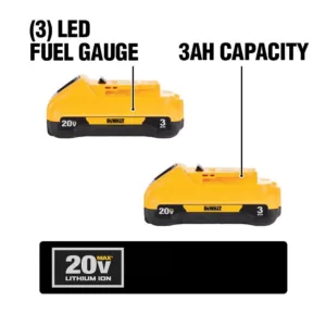 DEWALT 20-Volt MAX XR Premium Lithium-Ion 5.0Ah Battery Pack (2-Pack), Compact 3.0Ah Battery Pack (2-Pack), Charger & Kit Bag