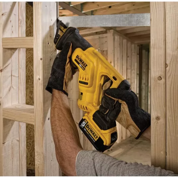 DEWALT 20-Volt MAX Cordless Compact Reciprocating Saw with (2) 20-Volt Battery 5.0Ah & Brushless Drill