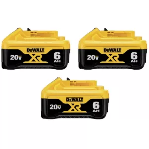 DEWALT 20-Volt MAX XR Premium Lithium-Ion 6.0Ah Battery Pack (3-Pack)