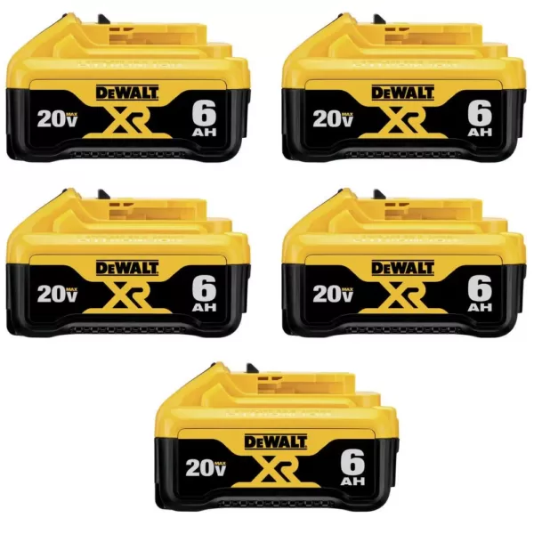 DEWALT 20-Volt MAX XR Premium Lithium-Ion 6.0Ah Battery Pack (5-Pack)