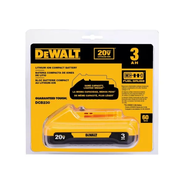 DEWALT 20-Volt MAX Compact Lithium-Ion 3.0Ah Battery Pack