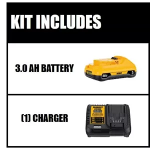 DEWALT 20-Volt MAX Compact Lithium-Ion 3.0Ah Battery Pack with 12-Volt to 20-Volt MAX Charger