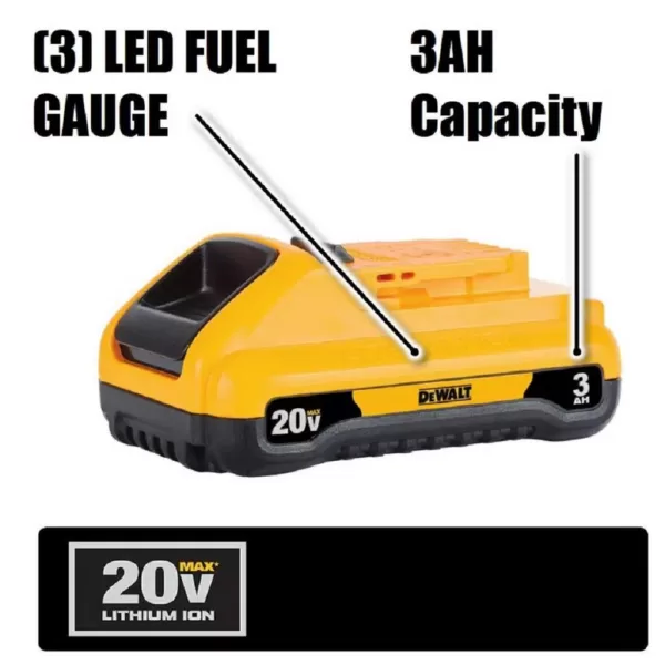 DEWALT 20-Volt MAX Lithium-Ion 3.0 Ah Compact Battery with (1) 20-V Battery 5.0 Ah