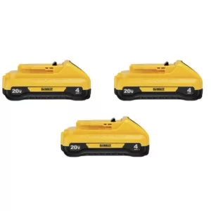 DEWALT 20-Volt MAX Compact Lithium-Ion 4.0Ah Battery Pack (3-Pack)