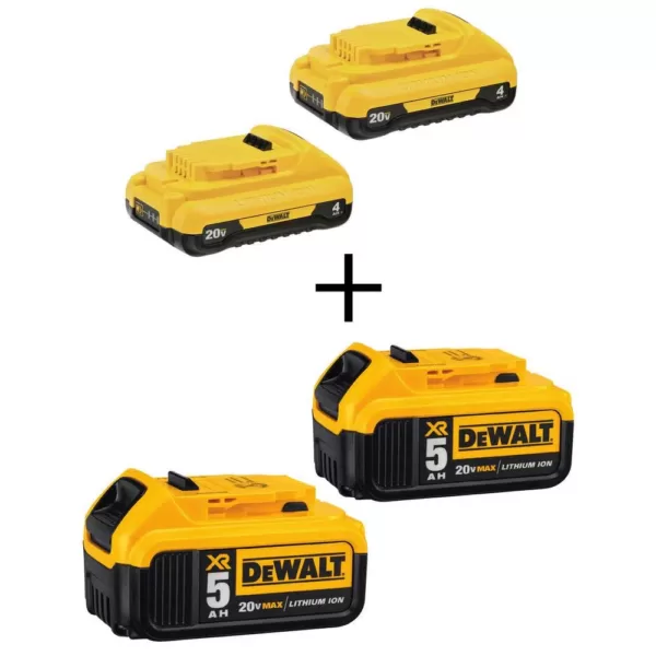 DEWALT 20-Volt MAX Compact Lithium-Ion 4.0Ah Battery Pack (2-Pack) and 5.0Ah Battery (2-Pack)