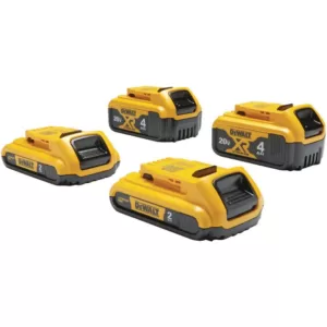 DEWALT 20-Volt MAX Compact Lithium-Ion 2.0 Ah Battery Pack (2-Pack) and 20-Volt MAX XR Lithium-Ion Battery Pack 4.0 Ah (2-Pack)