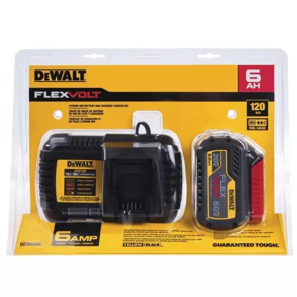 DEWALT FLEXVOLT 20-Volt/60-Volt MAX Lithium-Ion 6.0Ah Battery Pack with 6 Amp Output Charger