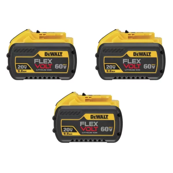 DEWALT FLEXVOLT 20-Volt/60-Volt MAX Lithium-Ion 9.0Ah Battery Pack (3-Pack)