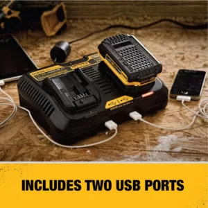 DEWALT 12-Volt to 20-Volt MAX Lithium-Ion Dual Port Jobsite Charging Station with (2) USB Ports