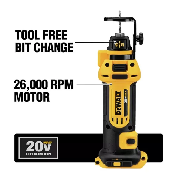 DEWALT 20-Volt MAX XR Cordless Brushless Drywall Screw Gun with (2) 20-Volt 2.0Ah Batteries & Cut-Out Tool