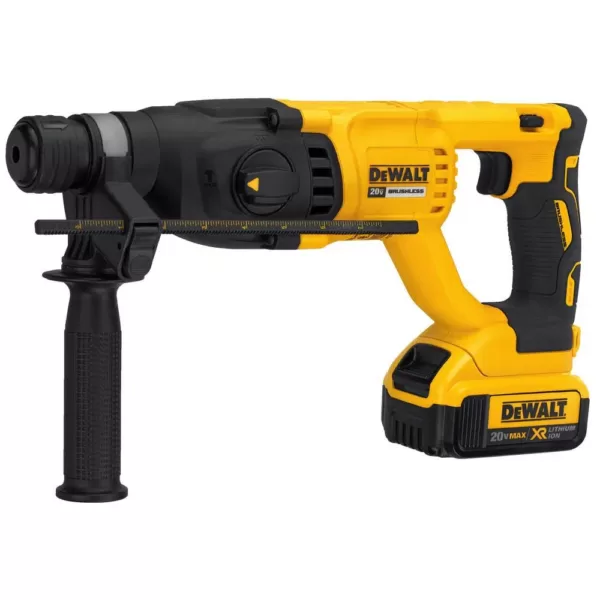 DEWALT 20-Volt MAX Cordless Brushless 1 in. SDS Plus D-Handle Rotary Hammer,(2) 20-Volt 4.0Ah Batteries & 3/8 in. Impact Wrench