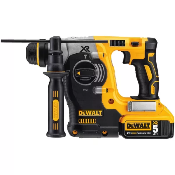 DEWALT 20-Volt MAX XR Brushless 1 in. SDS Plus L-Shape Rotary Hammer, (2) 20-Volt 5.0Ah Batteries & 1/4 in. Impact Driver