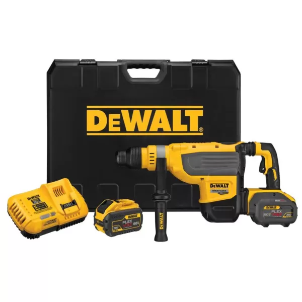 DEWALT FLEXVOLT 60-Volt MAX Brushless 1-7/8 in. SDS MAX Rotary Hammer, (2) FLEXVOLT 9.0Ah Batteries & Hammer Drill/Driver