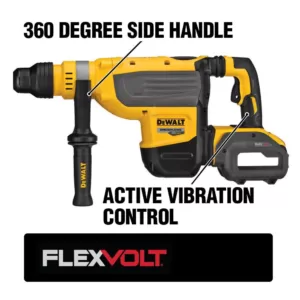 DEWALT FLEXVOLT 60-Volt MAX Brushless 1-7/8 in. SDS MAX Rotary Hammer, (2) FLEXVOLT 9.0Ah Batteries & 1/2 in. Impact Wrench