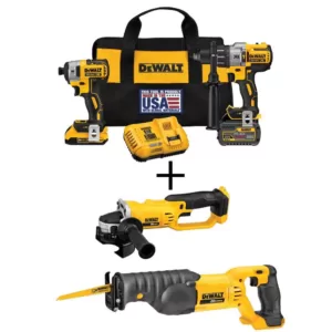 DEWALT 20-Volt MAX Cordless Brushless Combo Kit (2-Tool) with (1) FLEXVOLT 6.0Ah, (1) 20-Volt 2.0 Battery, Recip Saw & Grinder