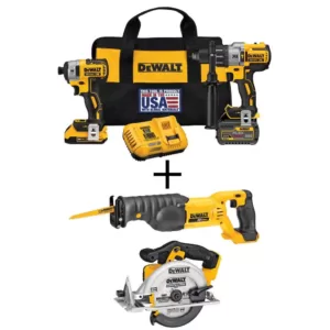 DEWALT 20-Volt MAX Cordless Brushless Combo Kit (2-Tool) with (1) FLEXVOLT 6.0Ah, (1) 20-Volt 2.0 Battery, Circ Saw & Recip Saw