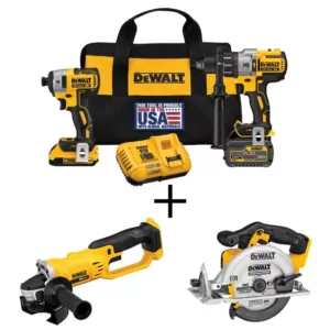 DEWALT 20-Volt MAX Cordless Brushless Combo Kit (2-Tool) with (1) FLEXVOLT 6.0Ah, (1) 20-Volt 2.0 Battery, Circ Saw & Grinder