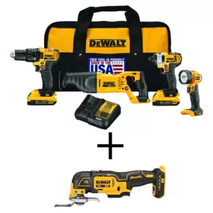 DEWALT 20-Volt MAX Cordless Combo Kit (4-Tool) with (2) 20-Volt 2.0Ah Batteries & Brushless Oscillating Tool