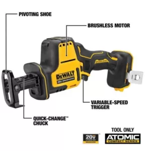 DEWALT ATOMIC 20-Volt MAX Cordless Brushless Combo Kit (4-Tool), (2) 2.0 Ah Batteries, Charger & Bag