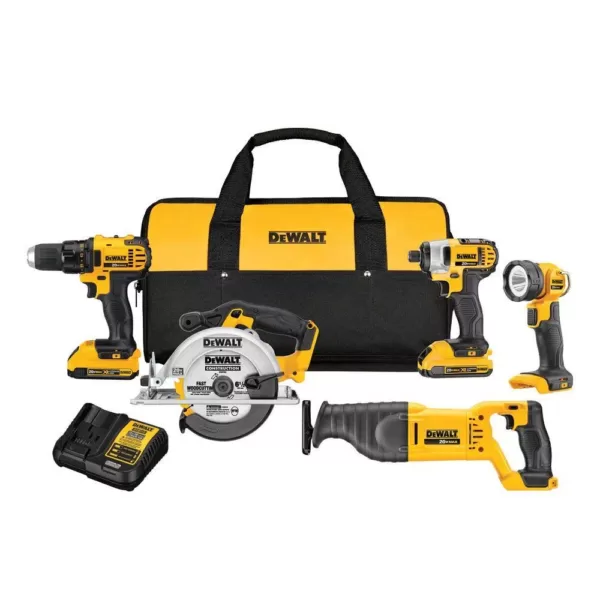 DEWALT 20-Volt MAX Cordless Combo Kit (5-Tool) with (2) 20-Volt 2.0Ah Batteries & Charger