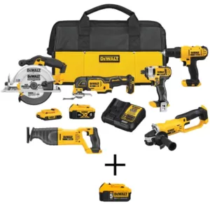 DEWALT 20-Volt MAX Cordless Combo Kit (6-Tool) with (1) 20-Volt 4.0Ah Battery, (1) 20-Volt 2.0Ah Battery & (1) 5.0Ah Battery