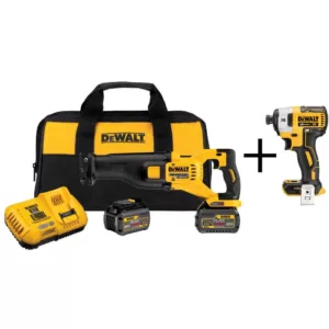 DEWALT FLEXVOLT 60-Volt MAX Lithium-Ion Cordless Brushless Reciprocating Saw with (2) Batteries 2Ah and Bonus Impact Driver