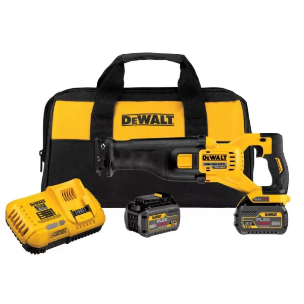 DEWALT FLEXVOLT 60-Volt MAX Lithium-Ion Cordless Brushless Reciprocating Saw with (2) Batteries and Bonus 3/4 in. Impact Wrench