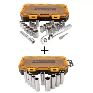 DEWALT 1/2 in. Drive Socket Set with 10-Piece 1/2 in. Drive Deep Socket Set (23-Piece)