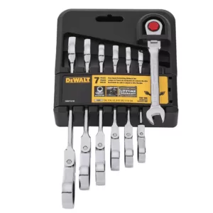 DEWALT SAE Ratcheting Flex Head Combination Wrench Set (7-Piece)