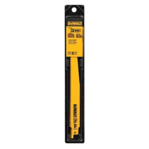 DEWALT 9 in. 6 Teeth per in. Taper Back Bi-Metal Reciprocating Saw Blade (5-Pack)