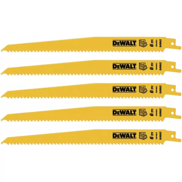 DEWALT 9 in. 6 Teeth per in. Taper Back Bi-Metal Reciprocating Saw Blade (5-Pack)