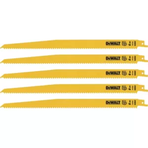 DEWALT 12 in. 6 Teeth per in. Taper Back Bi-Metal Reciprocating Saw Blade (5-Pack)