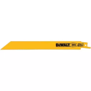 DEWALT 8 in. 14 Teeth per in. Straight Back Bi-Metal Reciprocating Saw Blade (5-Pack)