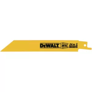 DEWALT 6 in. 24 Teeth per in. Straight Back Bi-Metal Reciprocating Saw Blade (5-Pack)