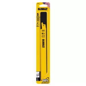 DEWALT 8 in. 18 Teeth per in. Demolition Reciprocating Saw Blade (5-Pack)