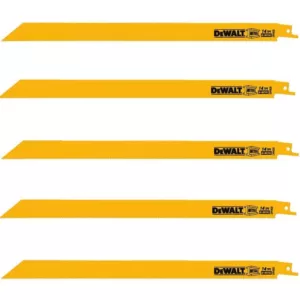 DEWALT 12 in. 14 Teeth per in. Straight Back Bi-Metal Reciprocating Saw Blade (5-Pack)