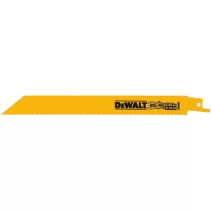 DEWALT 8 in. 10/14 Teeth per in. Straight Back Bi-Metal Reciprocating Saw Blade (5-Pack)