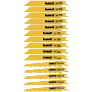 DEWALT Bi-Metal Reciprocating Saw Blade Set (15-Piece) with Tough Case