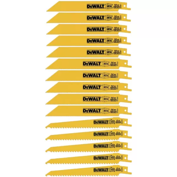 DEWALT Bi-Metal Reciprocating Saw Blade Set (15-Piece) with Tough Case