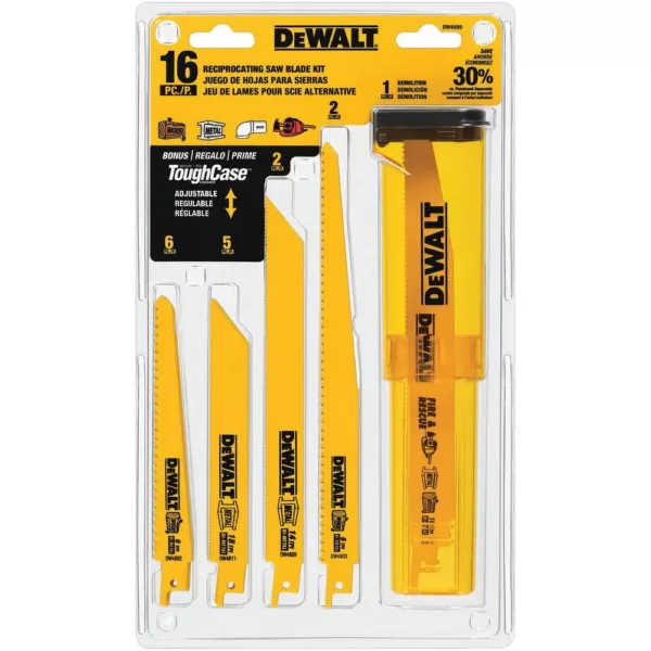 DEWALT Bi-Metal Reciprocating Saw Blade Set with Case (16-Piece)