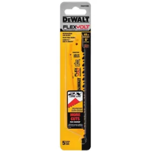 DEWALT FLEXVOLT 6 in. 6 Teeth per in. Bi-Metal Reciprocating Saw Blade Set (5-Pack)