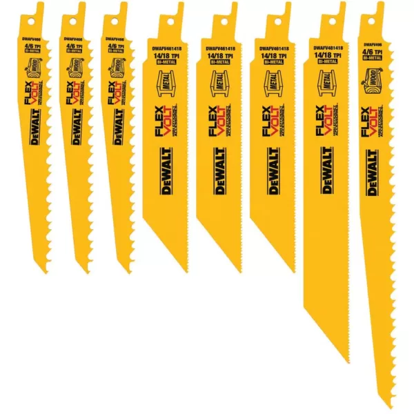 DEWALT FLEXVOLT Bi-Metal Reciprocating Saw Blade Set (8-Piece) w/ Storage Case