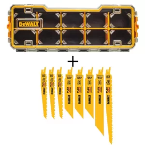 DEWALT FLEXVOLT Bi-Metal Reciprocating Saw Blade Set (8-Piece) with10-Compartment Pro Small Parts Organizers