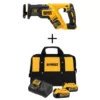 DEWALT 20-Volt MAX XR Cordless Brushless Compact Reciprocating Saw with (2) 20-Volt Batteries 5.0Ah & Charger