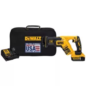 DEWALT 20-Volt MAX XR Cordless Brushless Compact Reciprocating Saw with (1) 20-Volt Battery 5.0Ah & Charger