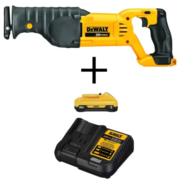 DEWALT 20-Volt MAX Cordless Reciprocating Saw with (1) 20-Volt Battery 4.0Ah & Charger