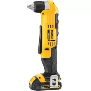 DEWALT 20-Volt MAX Cordless 3/8 in. Right Angle Drill/Driver, (1) 20-Volt 1.3Ah Battery, Charger & Bag