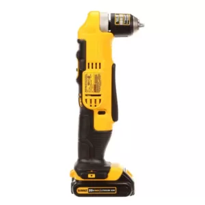 DEWALT 20-Volt MAX Cordless 3/8 in. Right Angle Drill/Driver, (1) 20-Volt 1.3Ah Battery, Charger & Bag