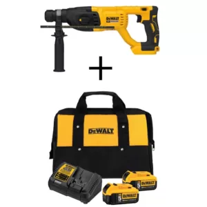 DEWALT 20-Volt MAX Cordless Brushless 1 in. SDS Plus D-Handle Rotary Hammer with (2) 20-Volt 5.0Ah Batteries & Charger