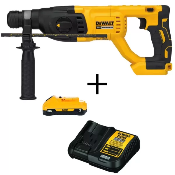 DEWALT 20-Volt MAX Cordless Brushless 1 in. SDS Plus D-Handle Concrete & Masonry Rotary Hammer & (1) 20-Volt 3.0Ah Battery